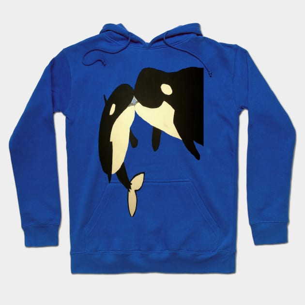 Whales on Blue Hoodie by DanielleGensler